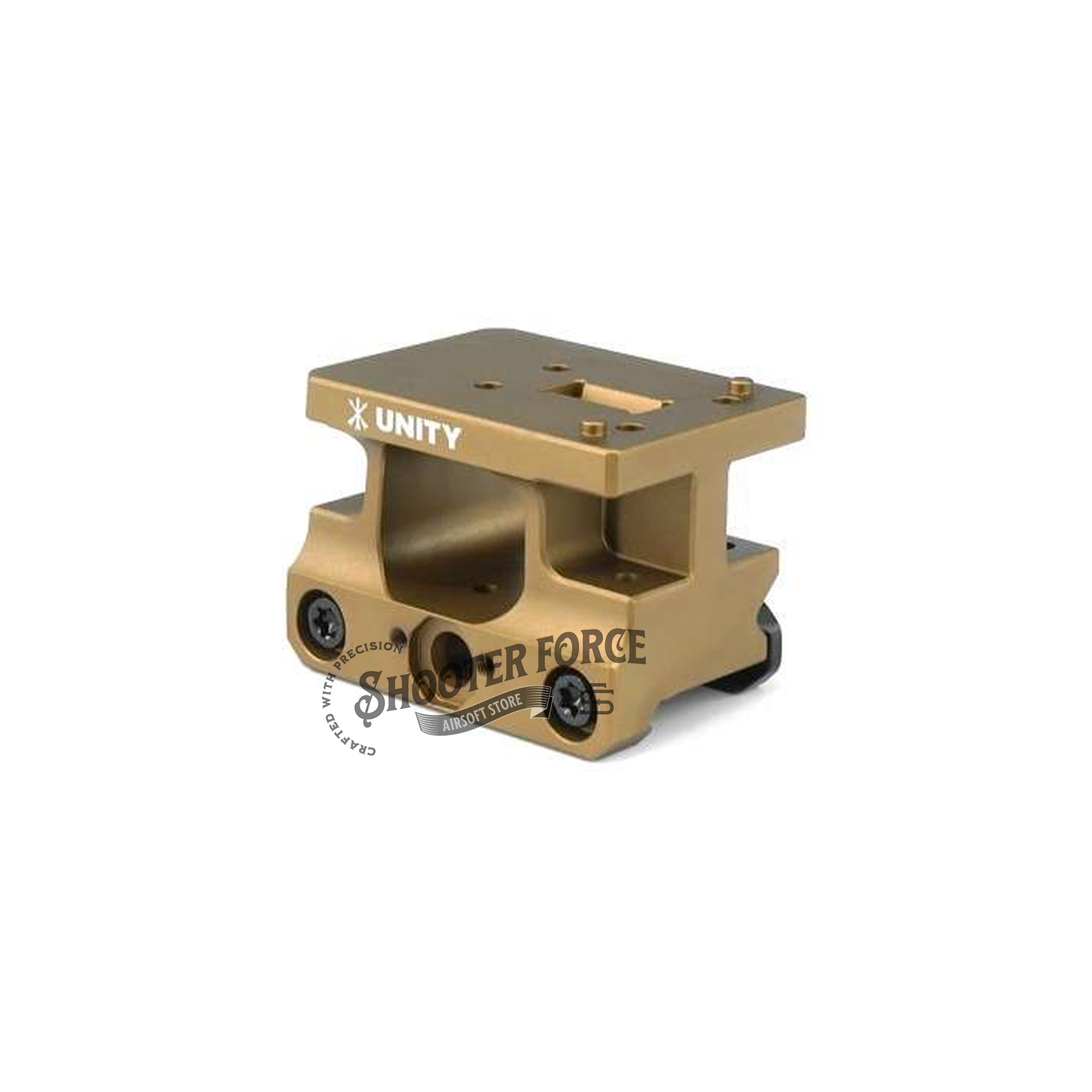 SOTAC UNITY FAST AEMS Mount in FDE color designed for AEMS optics, offering a stable, elevated sight picture ideal for airsoft use.