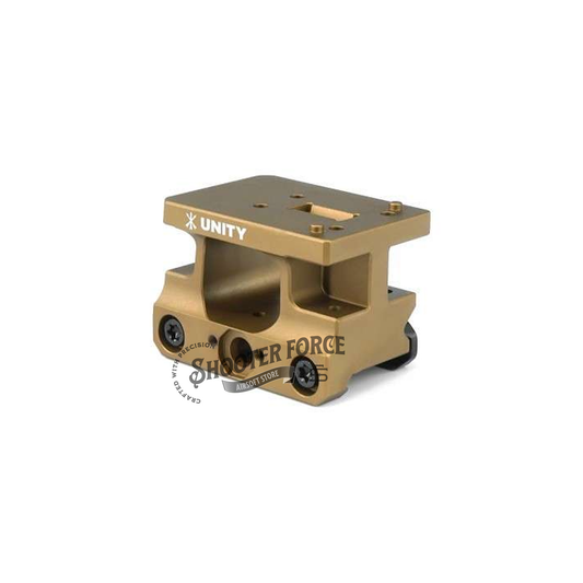 SOTAC UNITY FAST AEMS Mount in FDE color designed for AEMS optics, offering a stable, elevated sight picture ideal for airsoft use.