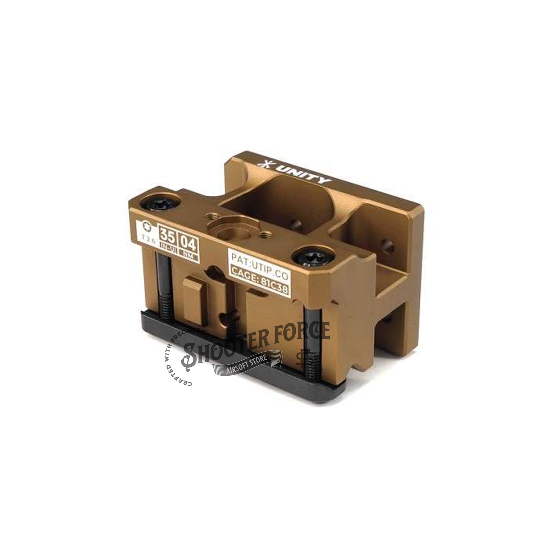 SOTAC UNITY FAST AEMS Mount in FDE color designed for AEMS optics, offering a stable, elevated sight picture ideal for airsoft use.