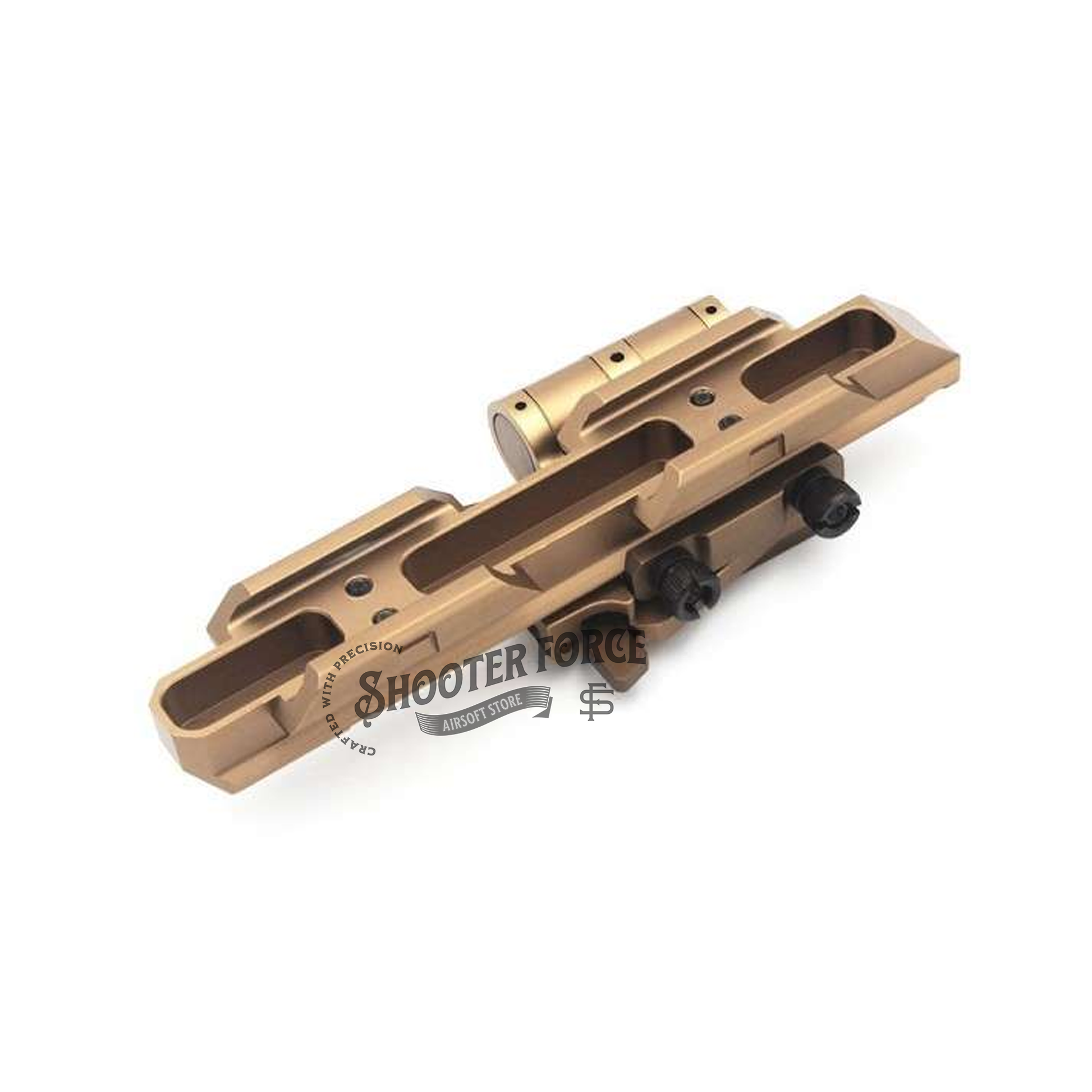 SOTAC Wilcox Flip-Up Mount 5/8'' in FDE color, designed for quick optic adjustments in airsoft scenarios, providing optimal performance and durability.