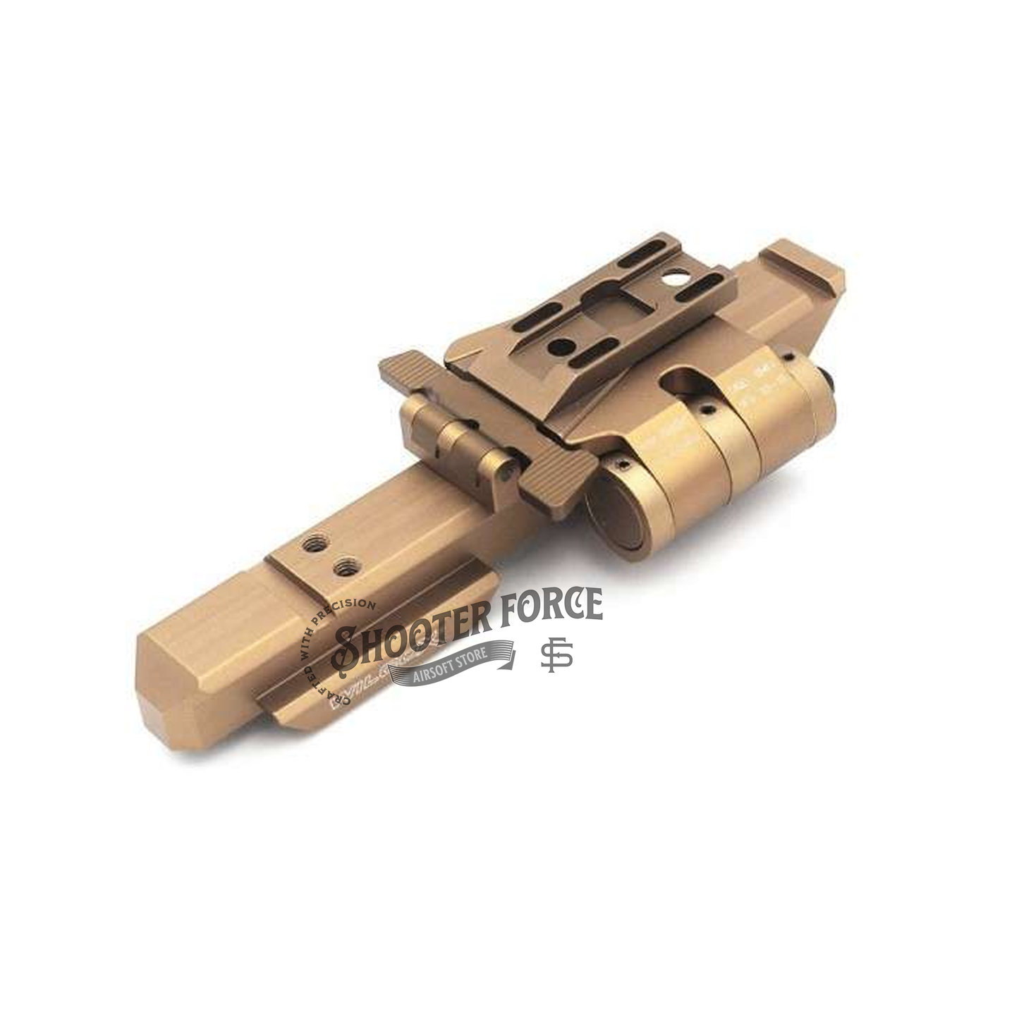 SOTAC Wilcox Flip-Up Mount 5/8'' in FDE color, designed for quick optic adjustments in airsoft scenarios, providing optimal performance and durability.