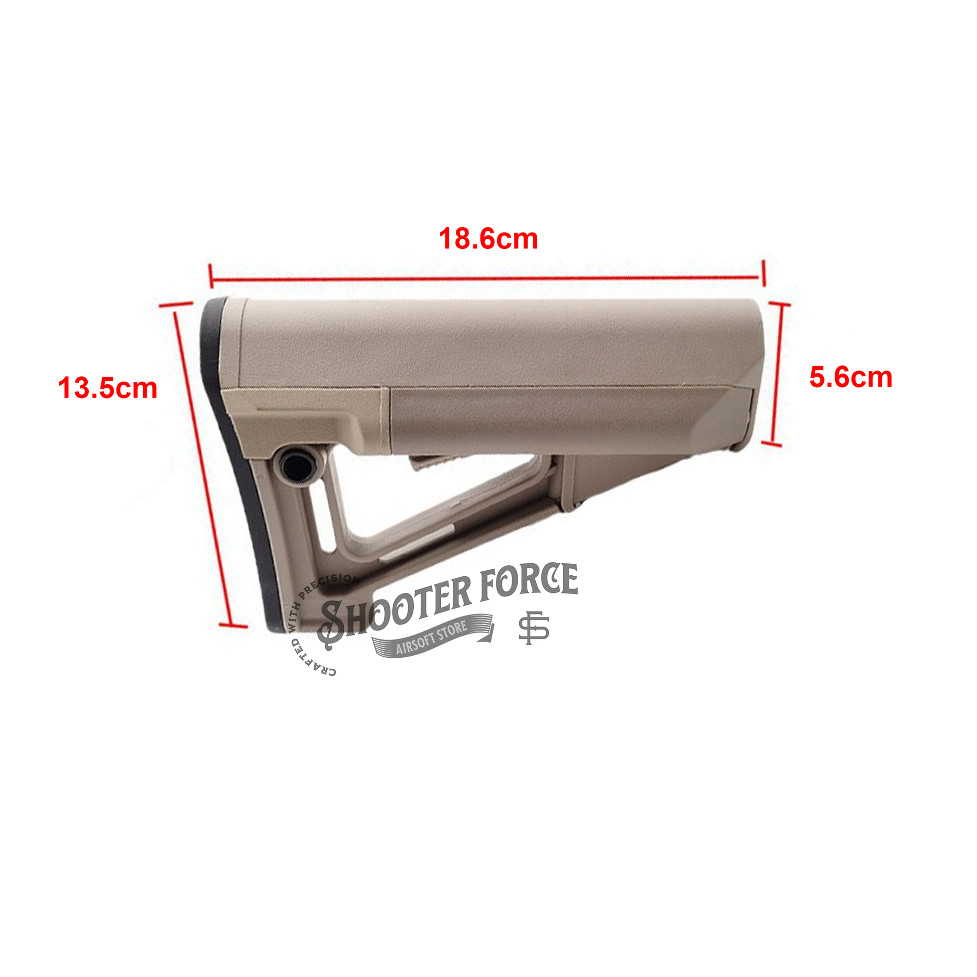 STR Style Carbine Stock in Tan, designed for airsoft guns to provide enhanced stability and comfort.