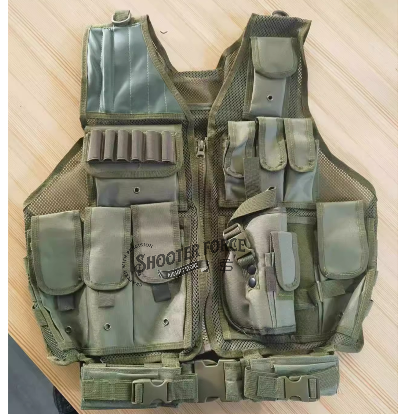 Green MOLLE-Compatible Tactical Vest for Airsoft