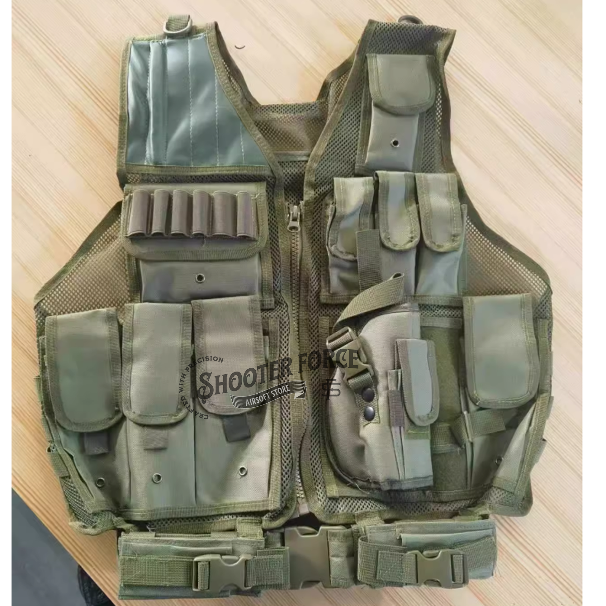 Green MOLLE-Compatible Tactical Vest for Airsoft