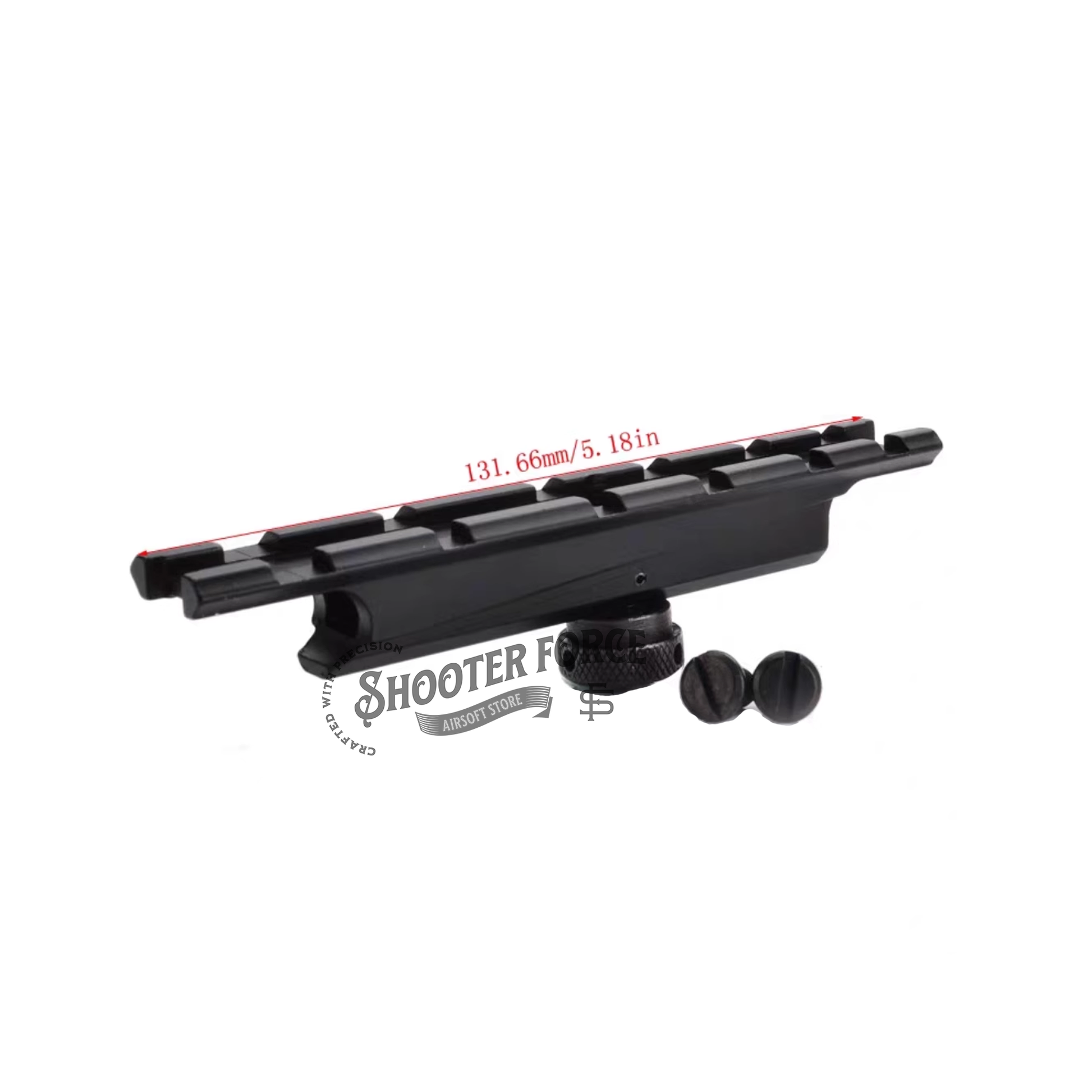 12-slot carry handle top rail scope mount base with see-through design, compatible with 20mm Weaver/Picatinny rails, ideal for mounting scopes or red dot sights on airsoft guns.