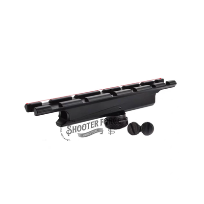 12-slot carry handle top rail scope mount base with see-through design, compatible with 20mm Weaver/Picatinny rails, ideal for mounting scopes or red dot sights on airsoft guns.