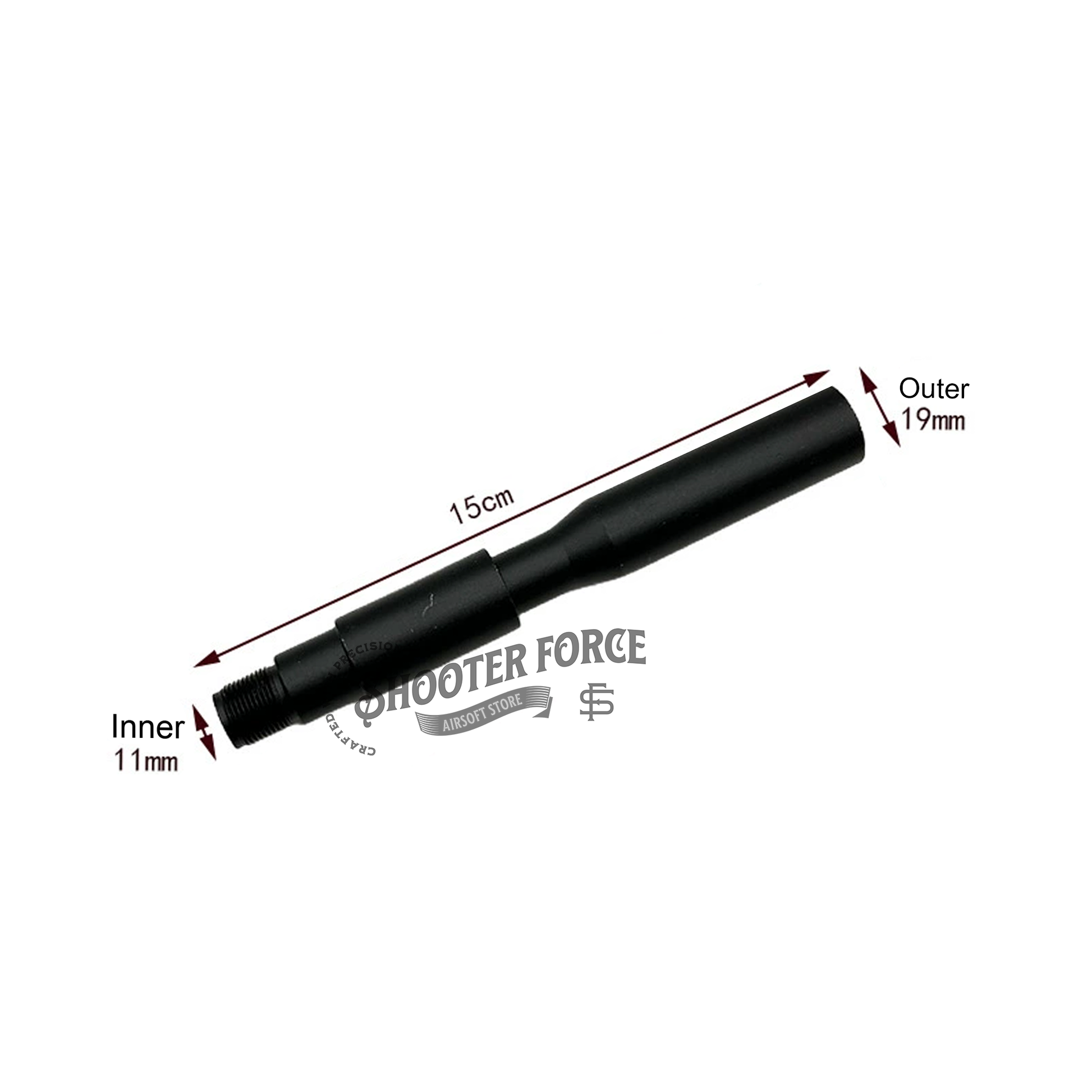 15cm aluminum outer barrel for M4A1 – lightweight, durable, perfect for airsoft rifle upgrades.