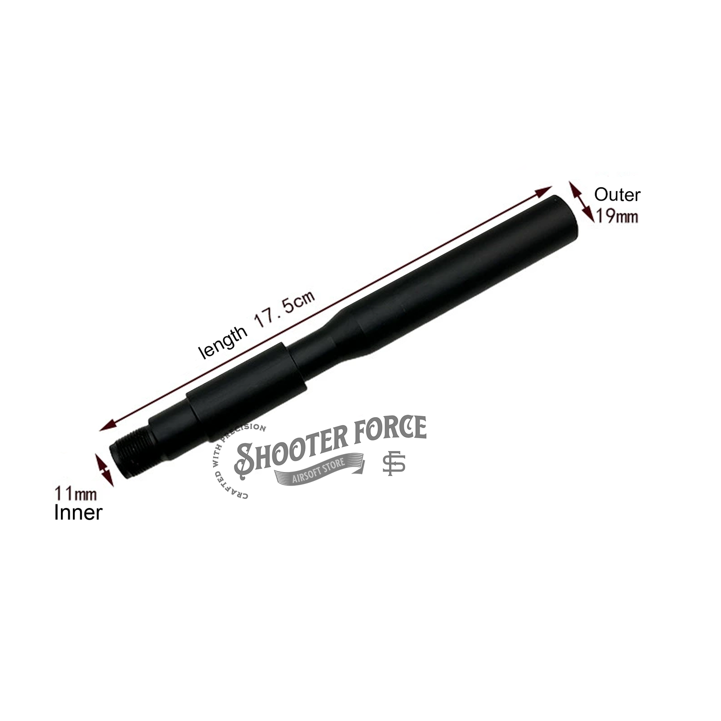 17.5cm aluminum outer barrel for M4A1 – lightweight, durable, and ideal for airsoft rifle upgrades.