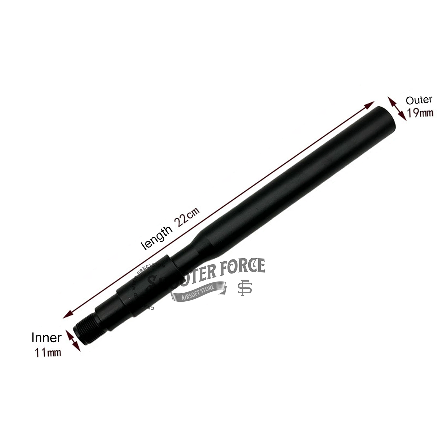 22cm aluminum outer barrel for M4A1 – lightweight, durable, and perfect for airsoft rifle upgrades.