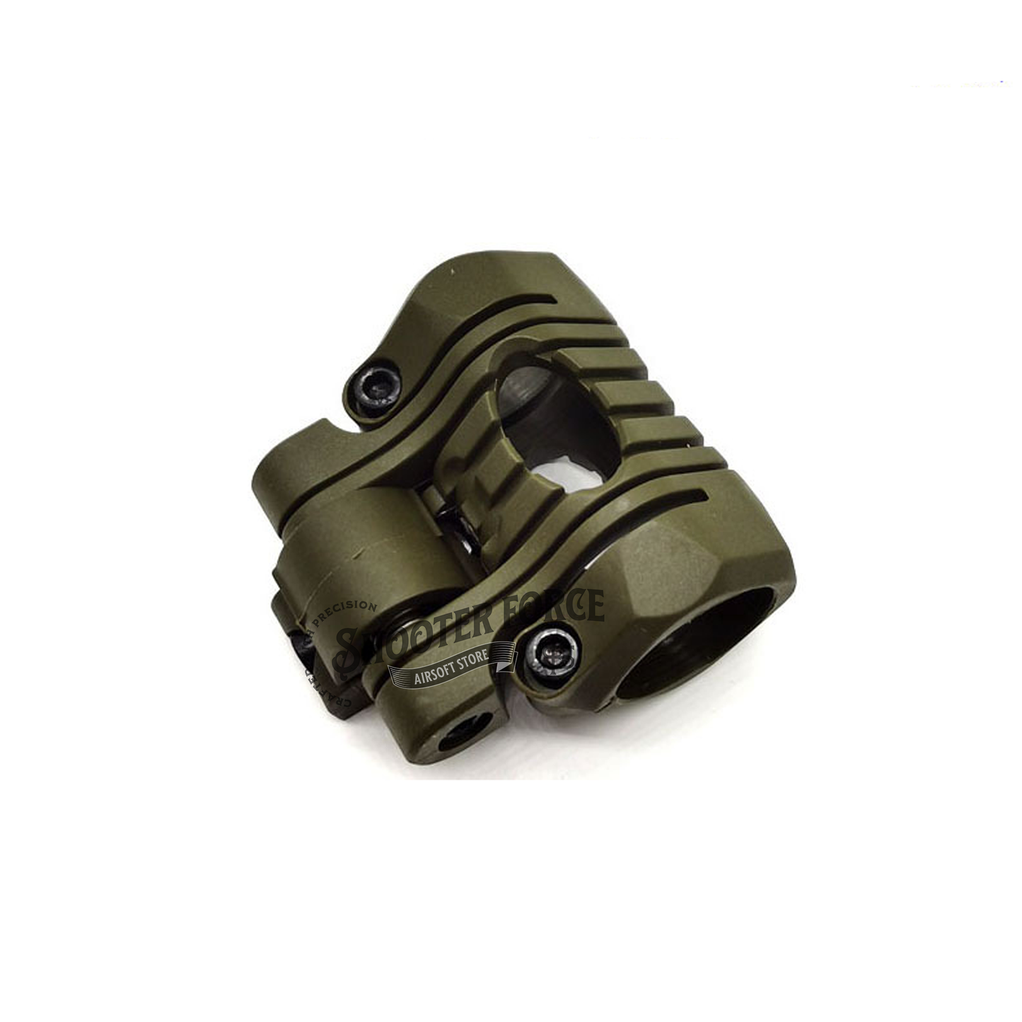 25mm 5-position adjustable flashlight rail mount, helmet holder clamp for tactical use – Green color. Secure and versatile flashlight mount for helmets and rail systems.