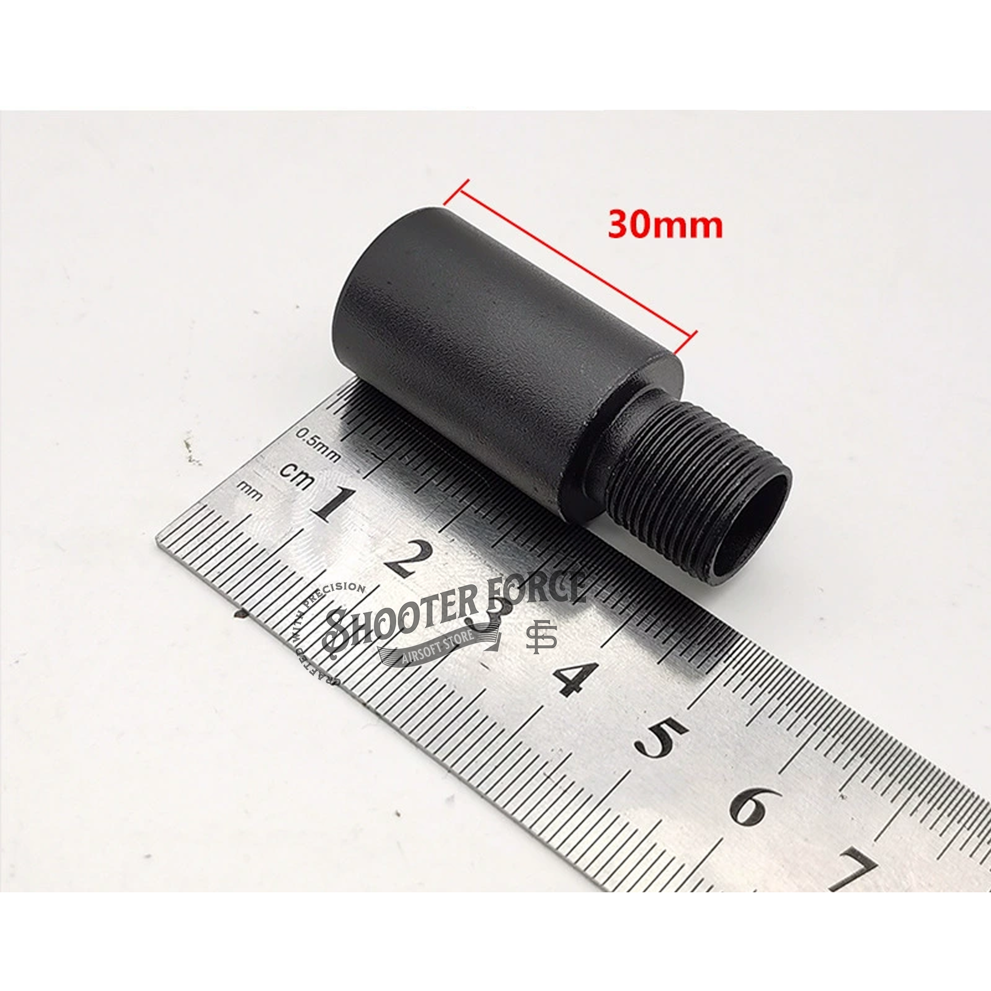 3cm outer barrel extension – 14mm CCW to 14mm CW, durable metal for airsoft rifle customization.