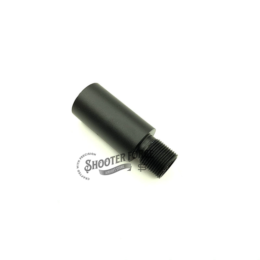 5cm black extension outer barrel with 14mm CCW to 14mm CW thread adapter, perfect for upgrading airsoft rifles and enhancing compatibility with muzzle accessories.