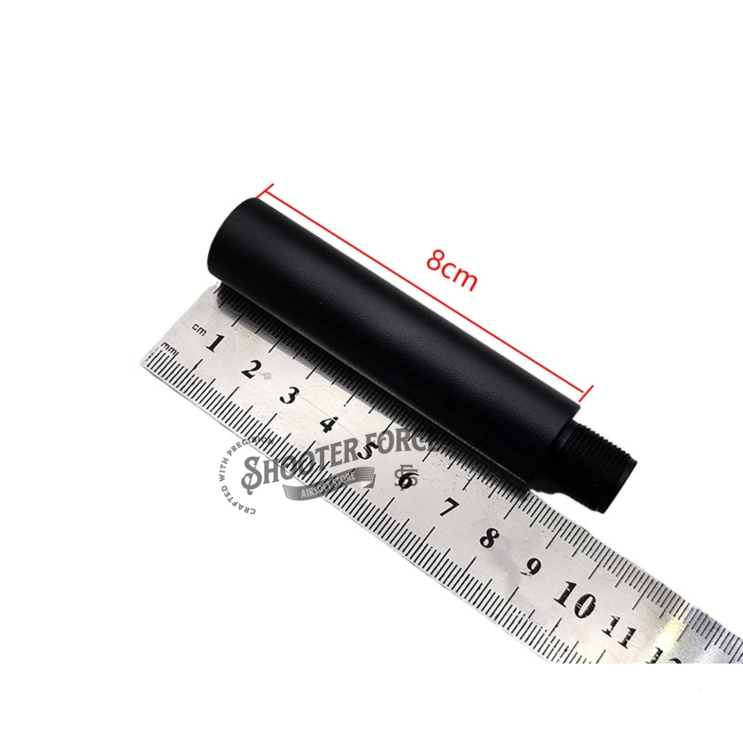8cm outer barrel extension – 14mm CCW to 14mm CW, durable metal for airsoft rifle customization.