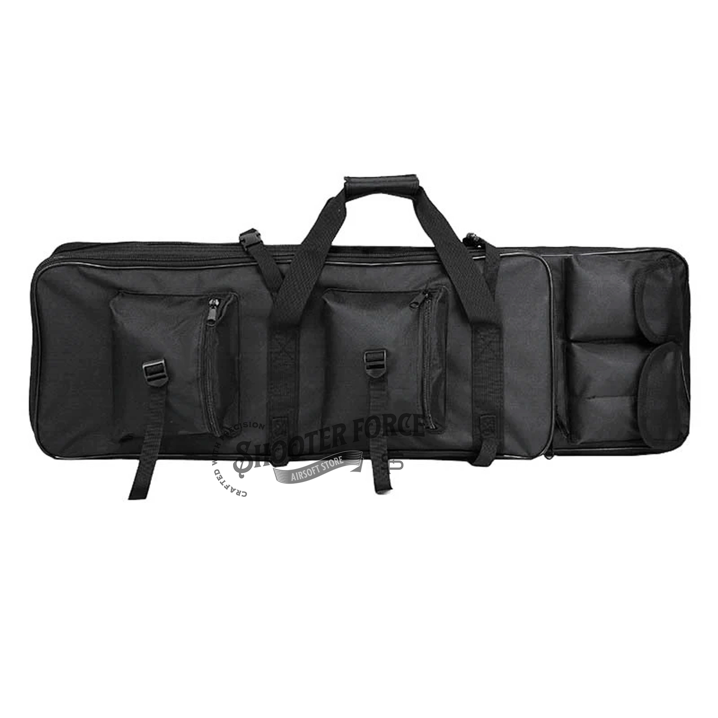 ShooterForce airsoft soft rifle case – padded, water-resistant tactical gun bag available in multiple sizes (33", 39", 47") with extra storage and adjustable carry options.