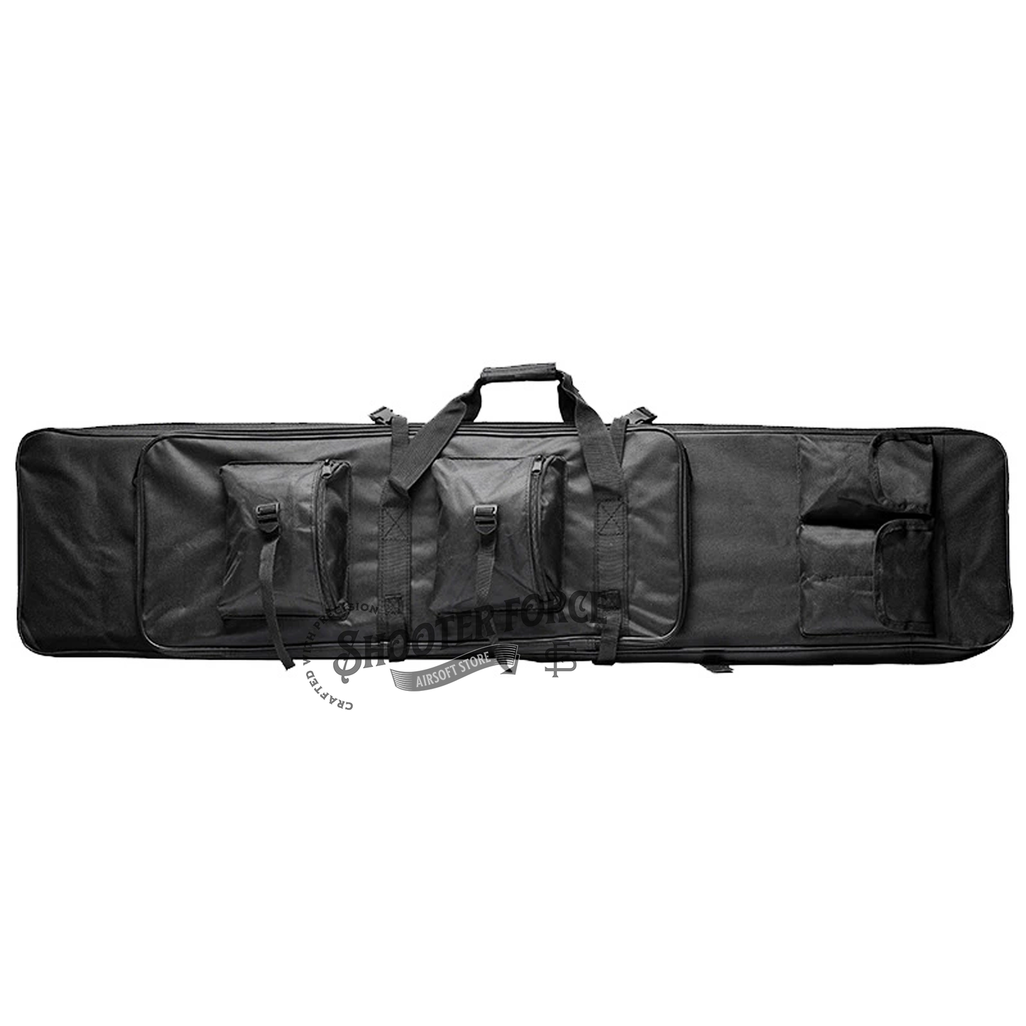 ShooterForce airsoft soft rifle case – padded, water-resistant tactical gun bag available in multiple sizes (33", 39", 47") with extra storage and adjustable carry options.