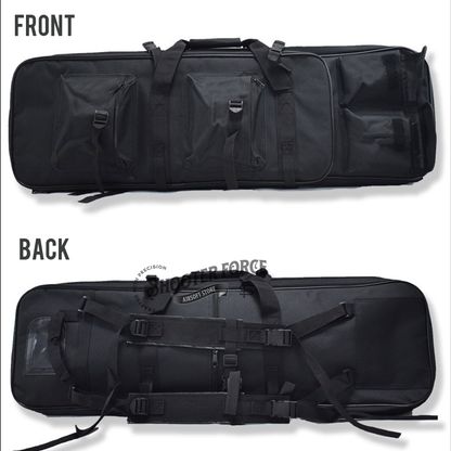 ShooterForce airsoft soft rifle case – padded, water-resistant tactical gun bag available in multiple sizes (33", 39", 47") with extra storage and adjustable carry options.