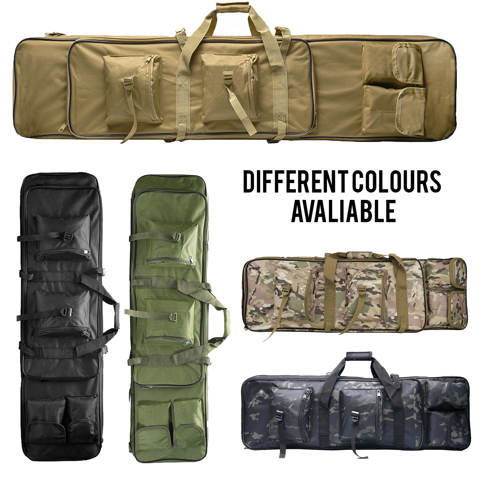 ShooterForce airsoft soft rifle case – padded, water-resistant tactical gun bag available in multiple sizes (33", 39", 47") with extra storage and adjustable carry options.