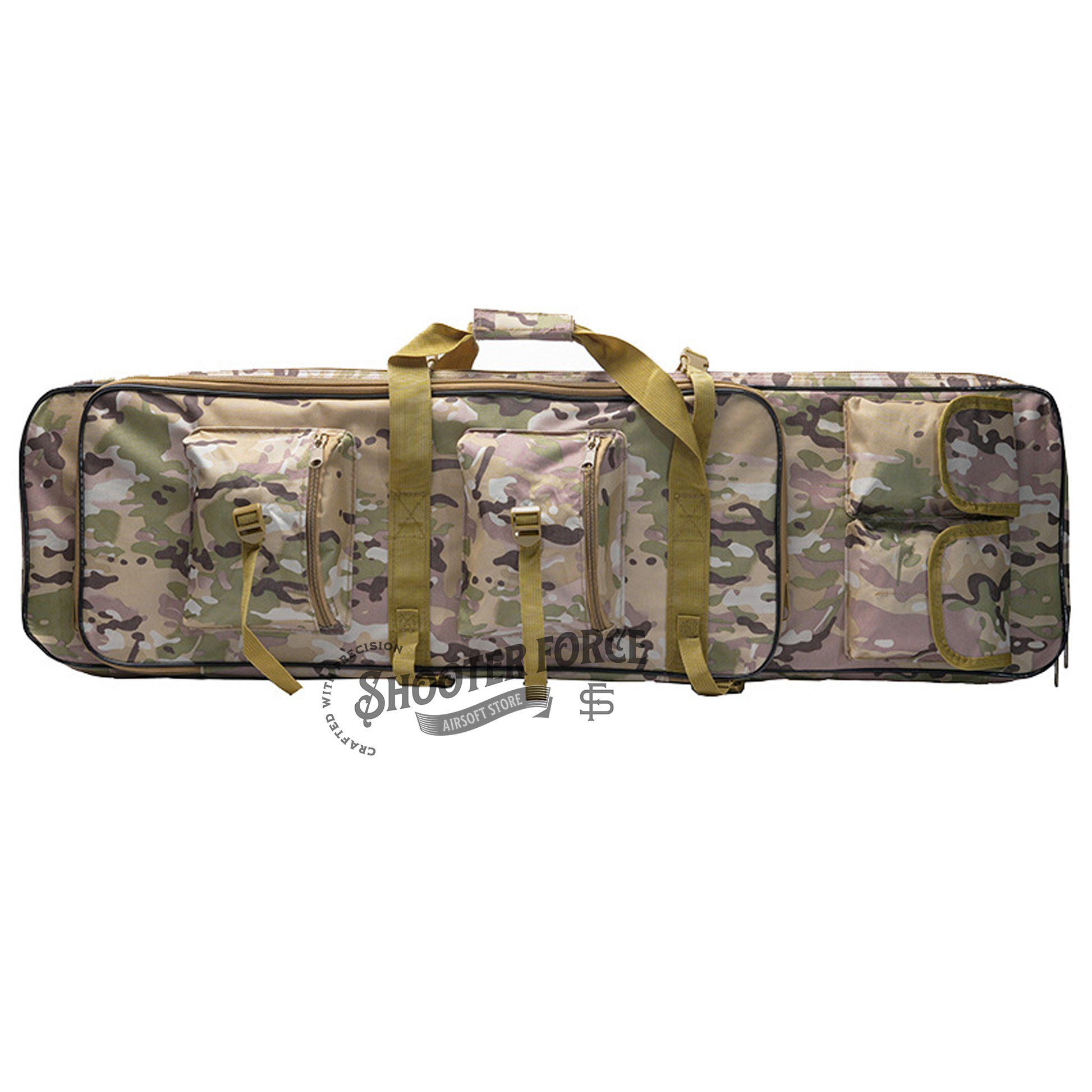 ShooterForce airsoft soft rifle case – padded, water-resistant tactical gun bag available in multiple sizes (33", 39", 47") with extra storage and adjustable carry options.