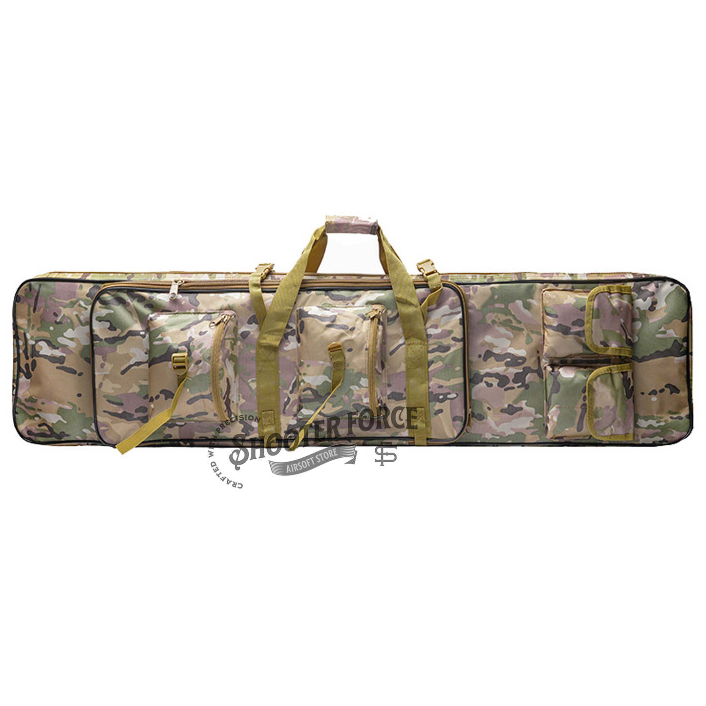 ShooterForce airsoft soft rifle case – padded, water-resistant tactical gun bag available in multiple sizes (33", 39", 47") with extra storage and adjustable carry options.
