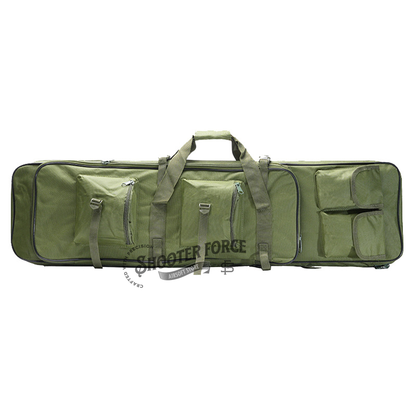 ShooterForce airsoft soft rifle case – padded, water-resistant tactical gun bag available in multiple sizes (33", 39", 47") with extra storage and adjustable carry options.