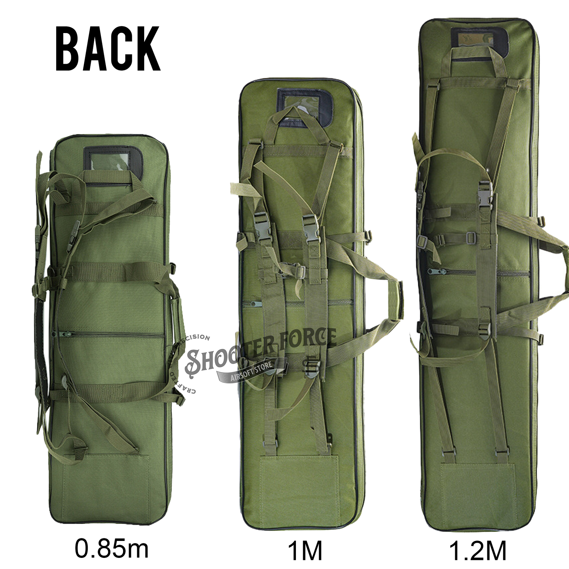 ShooterForce airsoft soft rifle case – padded, water-resistant tactical gun bag available in multiple sizes (33", 39", 47") with extra storage and adjustable carry options.