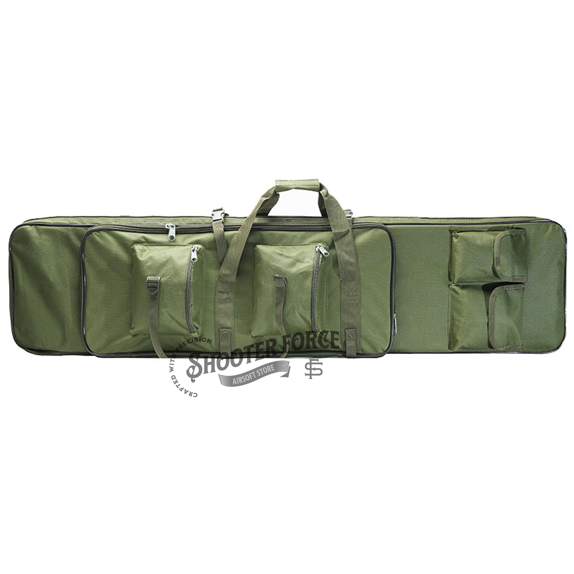 ShooterForce airsoft soft rifle case – padded, water-resistant tactical gun bag available in multiple sizes (33", 39", 47") with extra storage and adjustable carry options.