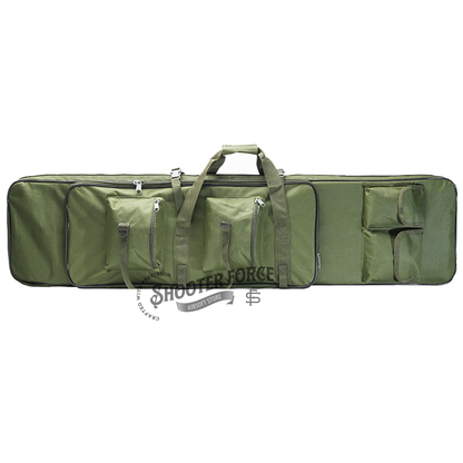 ShooterForce airsoft soft rifle case – padded, water-resistant tactical gun bag available in multiple sizes (33", 39", 47") with extra storage and adjustable carry options.