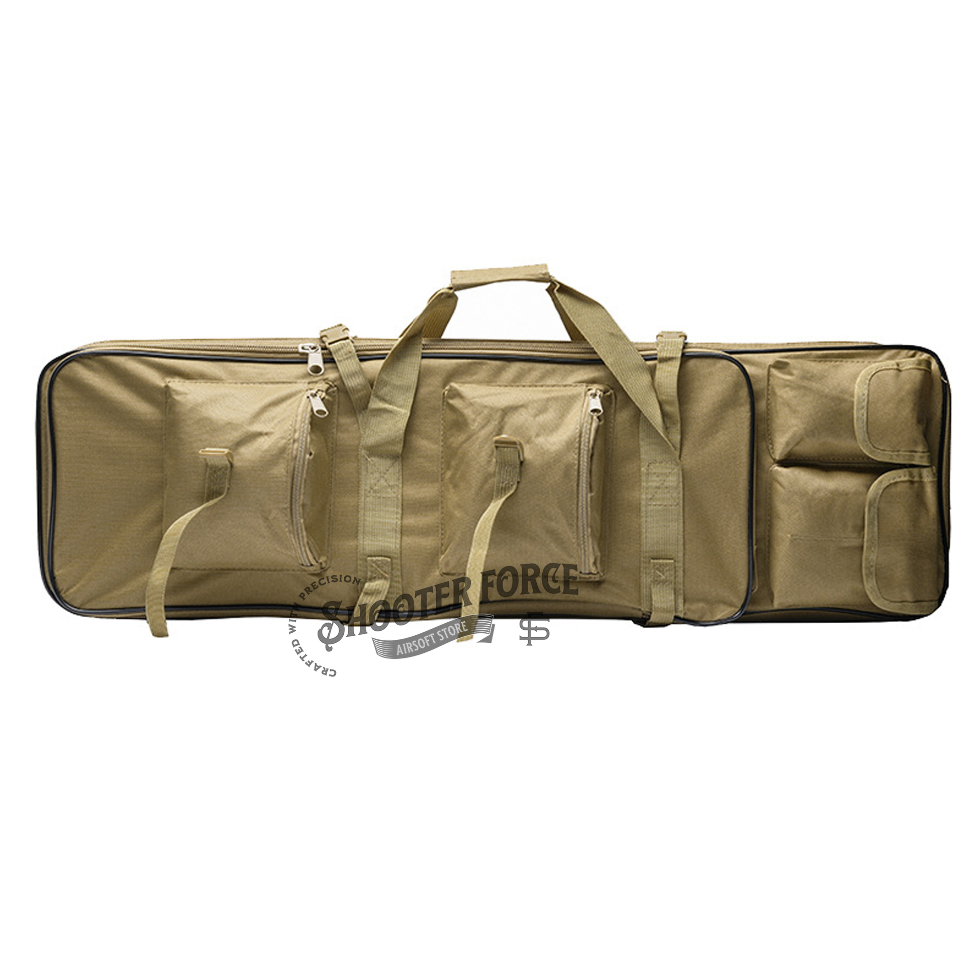 ShooterForce airsoft soft rifle case – padded, water-resistant tactical gun bag available in multiple sizes (33", 39", 47") with extra storage and adjustable carry options.