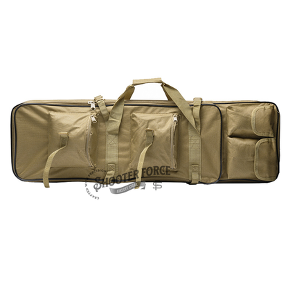 ShooterForce airsoft soft rifle case – padded, water-resistant tactical gun bag available in multiple sizes (33", 39", 47") with extra storage and adjustable carry options.