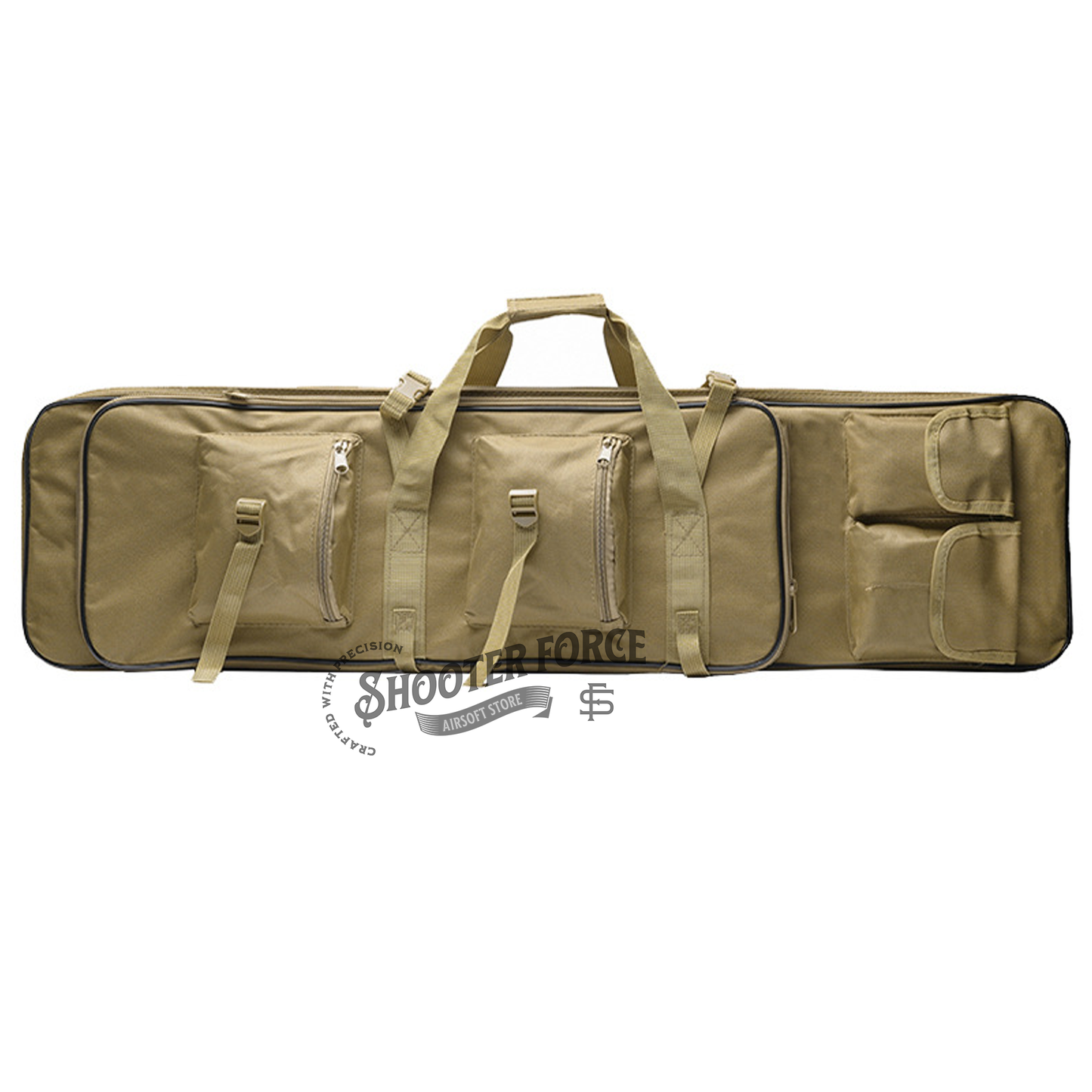 ShooterForce airsoft soft rifle case – padded, water-resistant tactical gun bag available in multiple sizes (33", 39", 47") with extra storage and adjustable carry options.