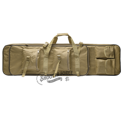 ShooterForce airsoft soft rifle case – padded, water-resistant tactical gun bag available in multiple sizes (33", 39", 47") with extra storage and adjustable carry options.