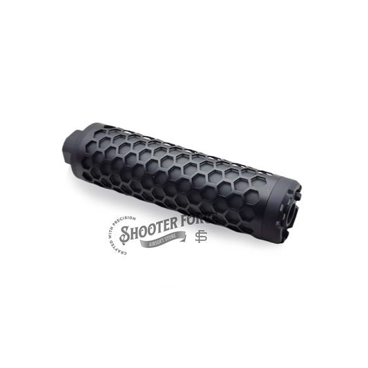 Angel Custom HIVE Airsoft Suppressor Barrel Extension long black, CNC aluminum mock suppressor with 14mm CCW threads for airsoft rifles