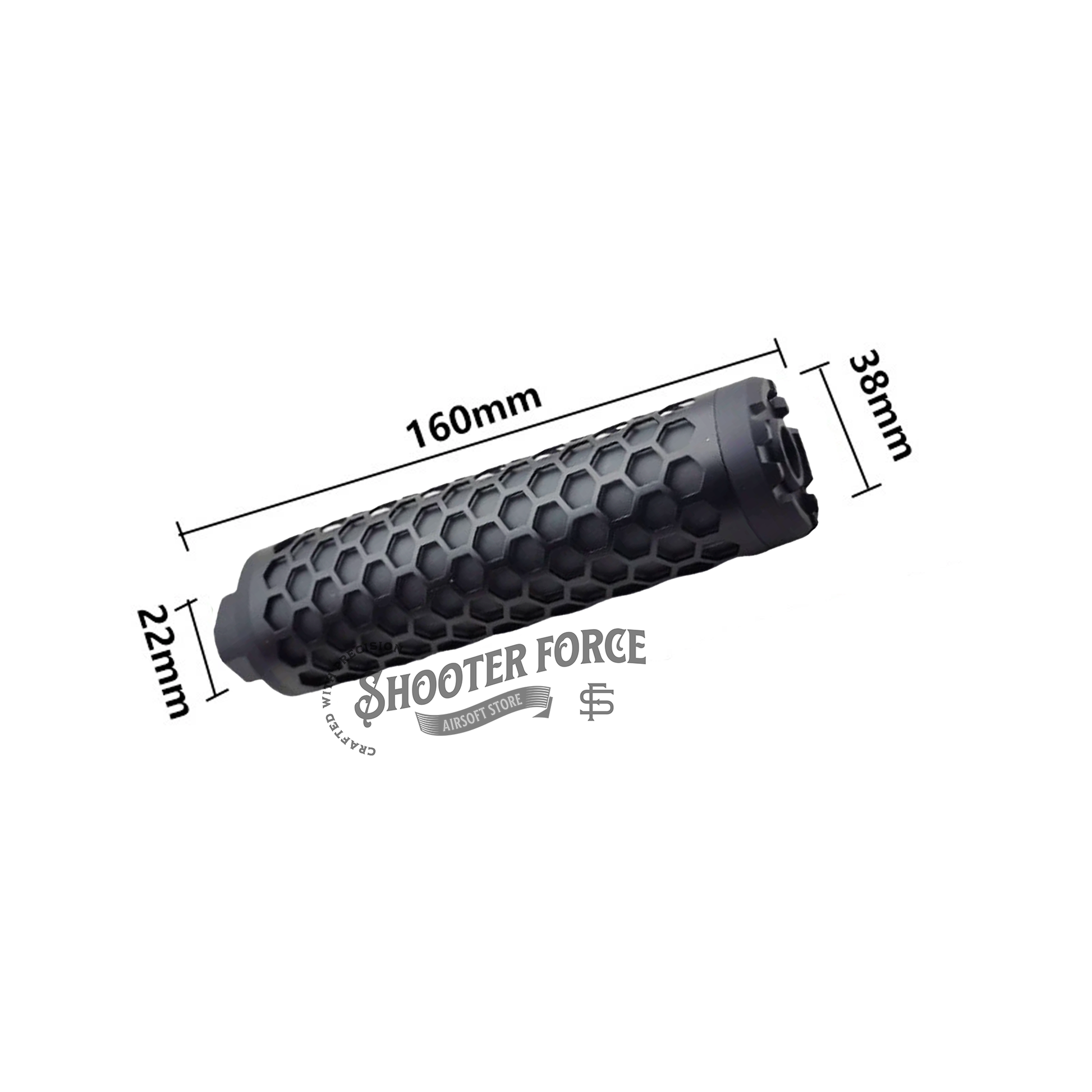 Angel Custom HIVE Airsoft Suppressor Barrel Extension long black, CNC aluminum mock suppressor with 14mm CCW threads for airsoft rifles