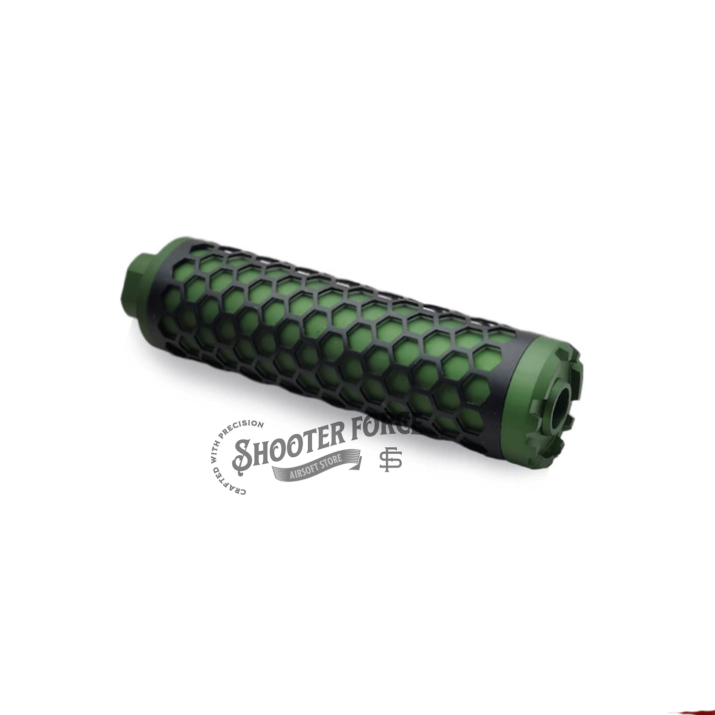 Angel Custom HIVE Airsoft Suppressor Barrel Extension long green, CNC aluminum mock suppressor with 14mm CCW threads for airsoft rifles