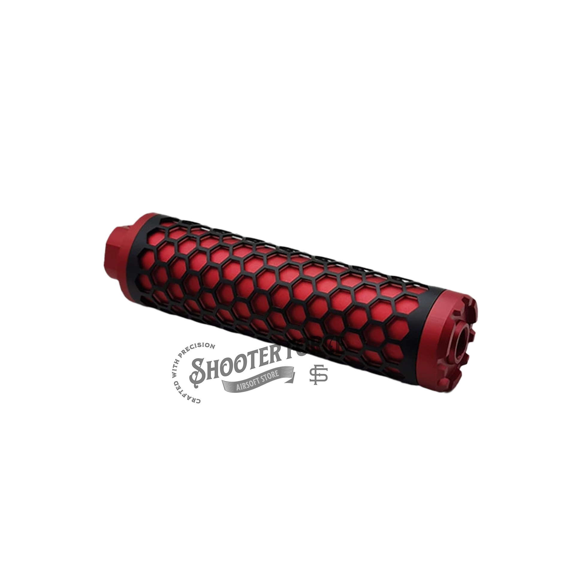 Angel Custom HIVE Airsoft Suppressor Barrel Extension long red, CNC aluminum mock suppressor with 14mm CCW threads for airsoft rifles