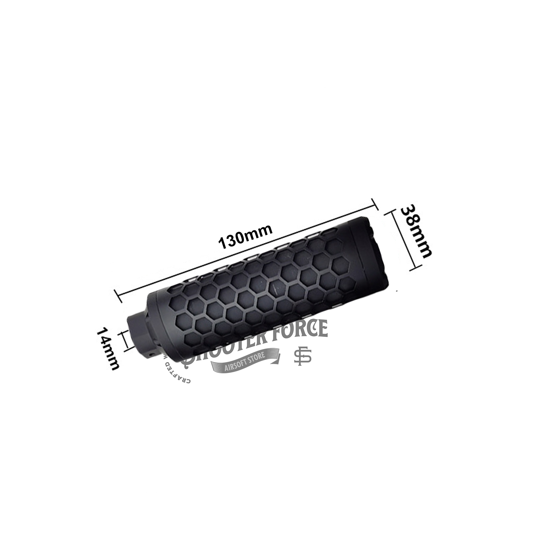 Angel Custom HIVE Airsoft Suppressor Barrel Extension short black, CNC aluminum mock suppressor with 14mm CCW threads for airsoft rifles
