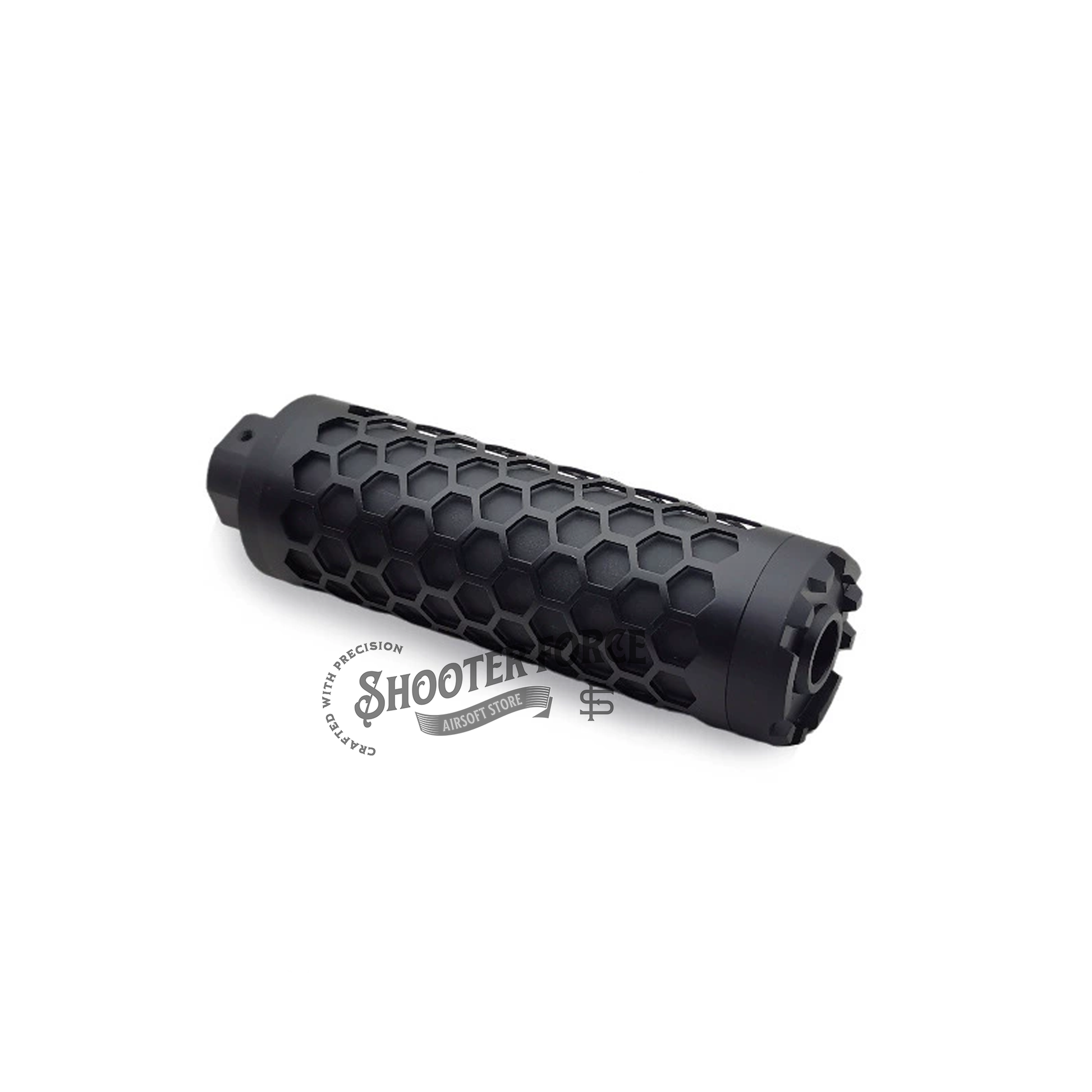 Angel Custom HIVE Airsoft Suppressor Barrel Extension short black, CNC aluminum mock suppressor with 14mm CCW threads for airsoft rifles