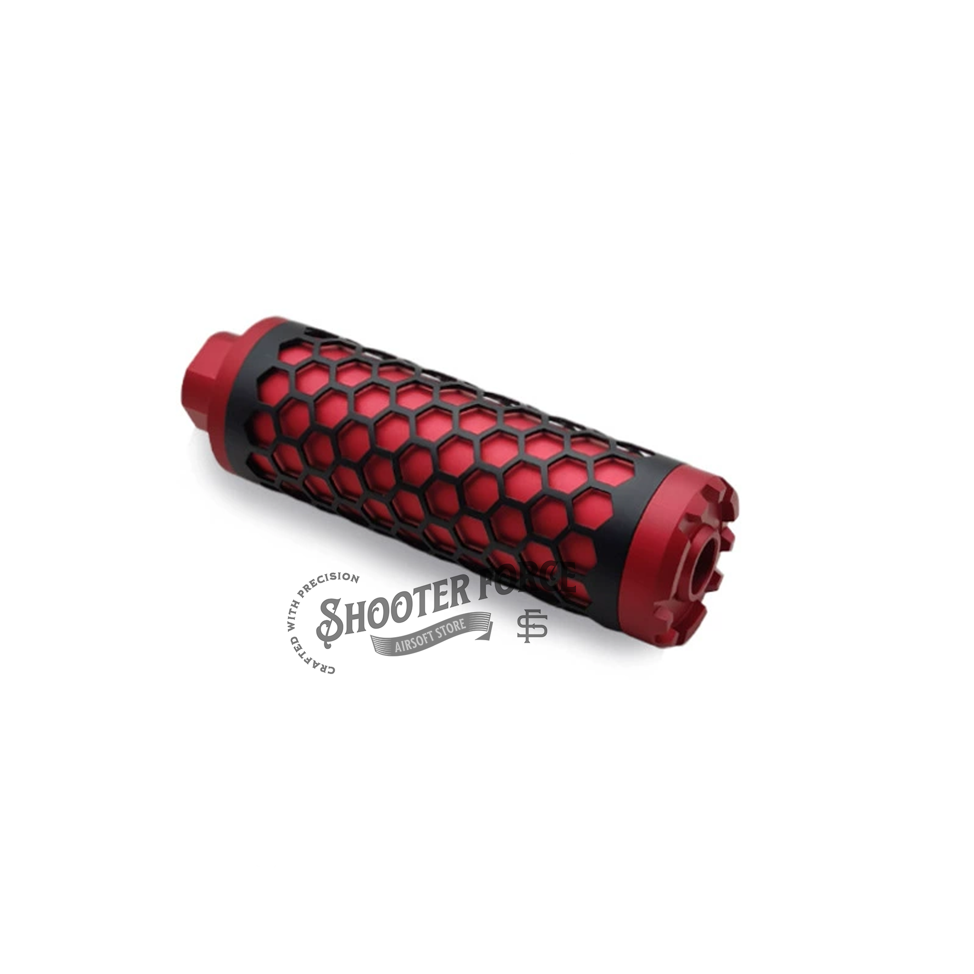 Angel Custom HIVE Airsoft Suppressor Barrel Extension short red, CNC aluminum mock suppressor with 14mm CCW threads for airsoft rifles
