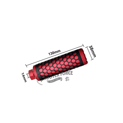 Angel Custom HIVE Airsoft Suppressor Barrel Extension short red, CNC aluminum mock suppressor with 14mm CCW threads for airsoft rifles