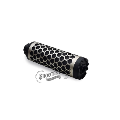 Angel Custom HIVE Airsoft Suppressor Barrel Extension short silver, CNC aluminum mock suppressor with 14mm CCW threads for airsoft rifles