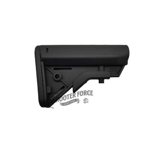 B5 Style Stock Kit in Black for airsoft rifles, offering enhanced comfort and a secure fit for better shooting control and stability