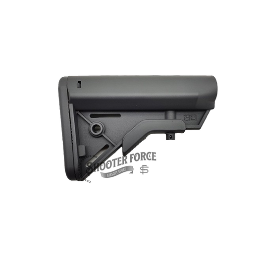B5 Style Stock Kit in grey, featuring an ergonomic, adjustable design, providing durability and comfort for airsoft rifles.
