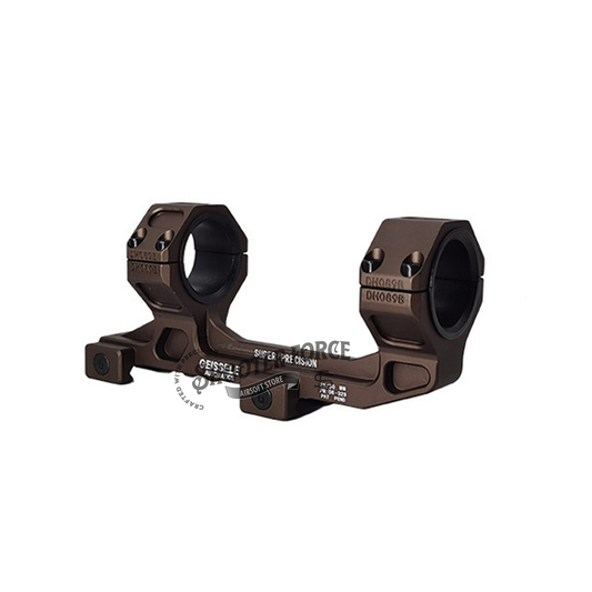 Geissele style 1.54” (3.91cm) high scope mount in brown, engineered for airsoft rifles to offer a secure and elevated mounting solution for scopes and optics."