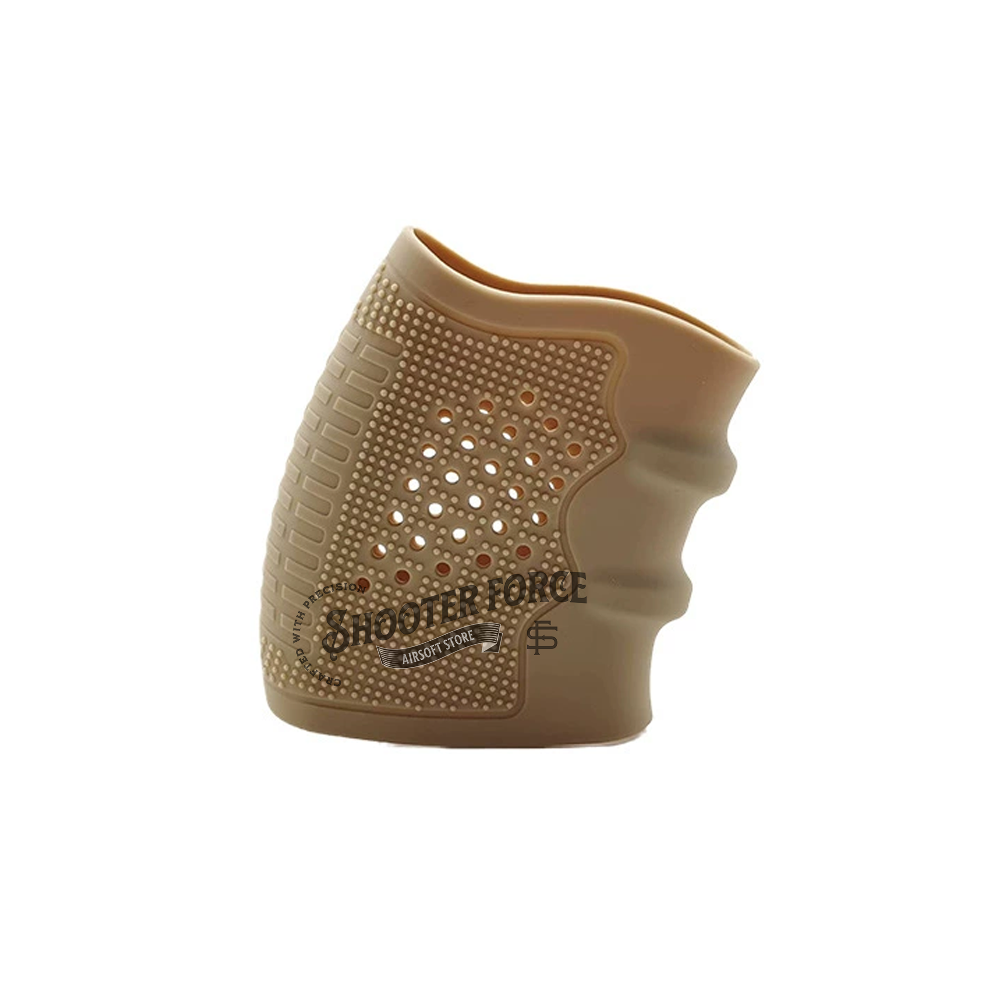 Gen 2 Grip Sleeve – Anti-slip rubber quick draw sleeve for P320, Glock P1, G17, G19, G18 – FDE color.