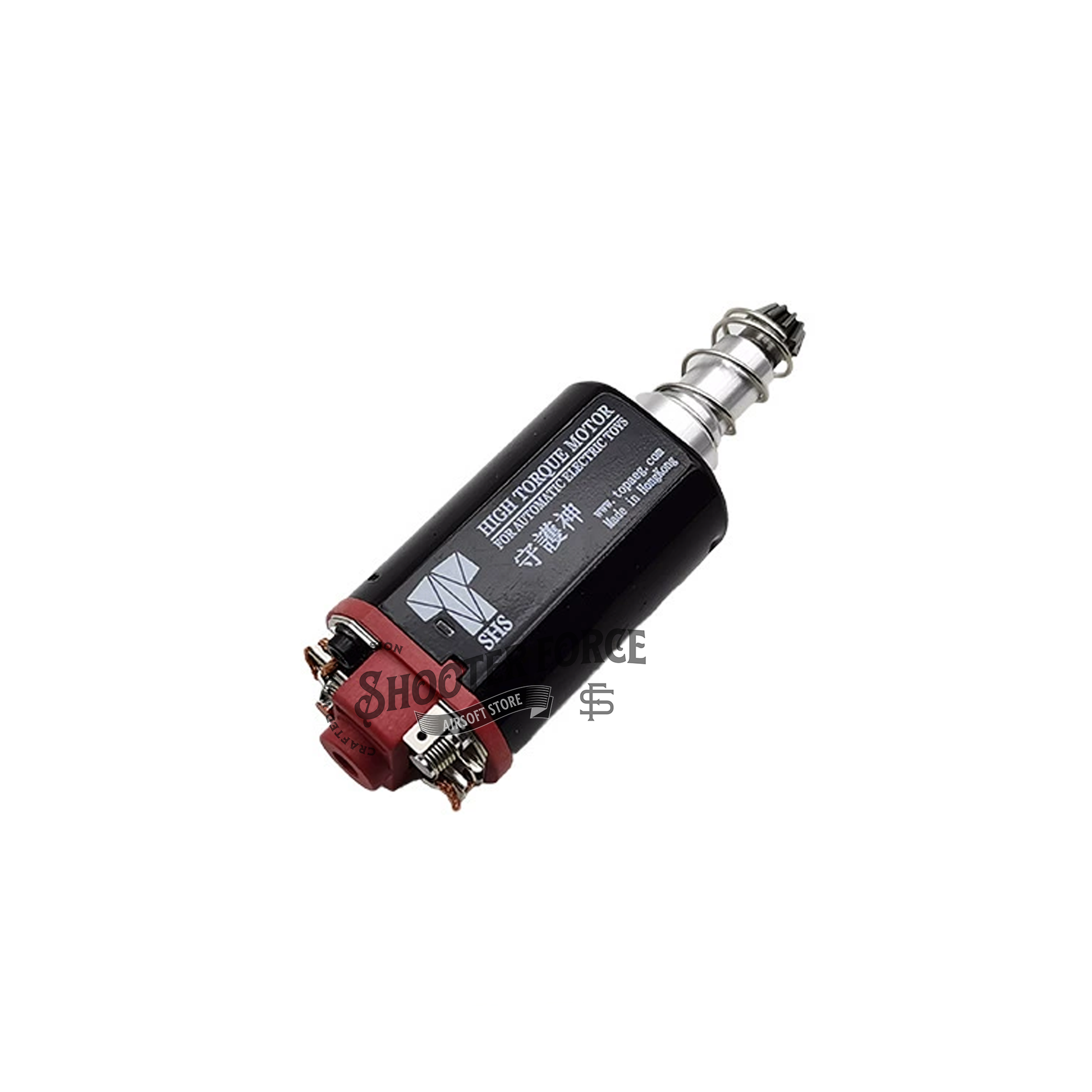 SHS 480 High Torque Motor in black, long type, with a 31,000 RPM rating, designed for efficient power delivery and consistent performance in airsoft guns.
