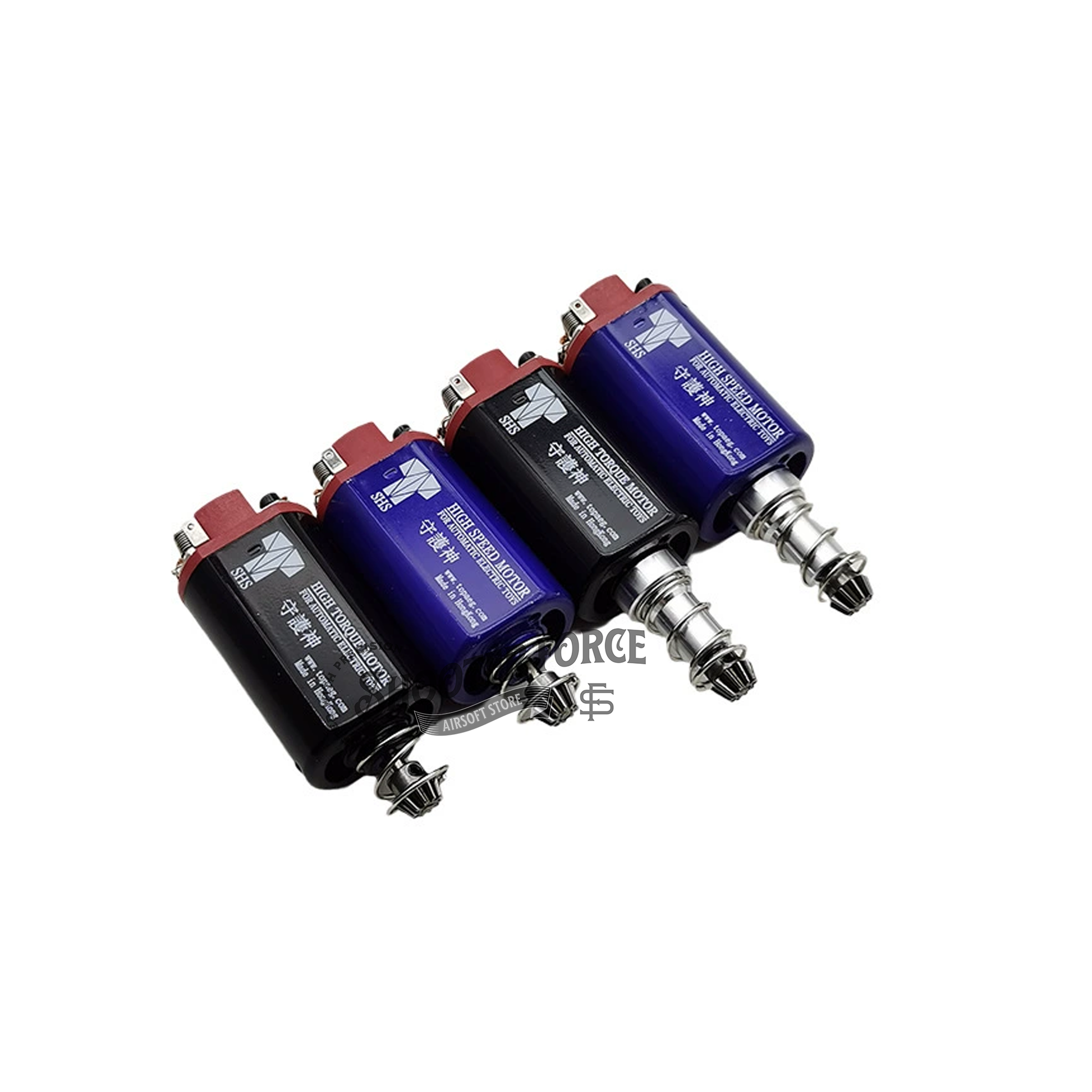 SHS 480 High Torque Motor in blue, short type, with a 46,000 RPM rating, designed to boost speed and power in airsoft guns for superior performance.