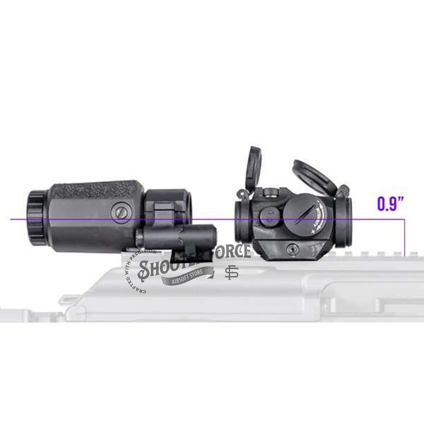 SOTAC Low 0.9" Centerline Height 30mm Ring Scope Mount for 30mm tube magnifier scopes with original markings, offering a durable and stable low-profile design.