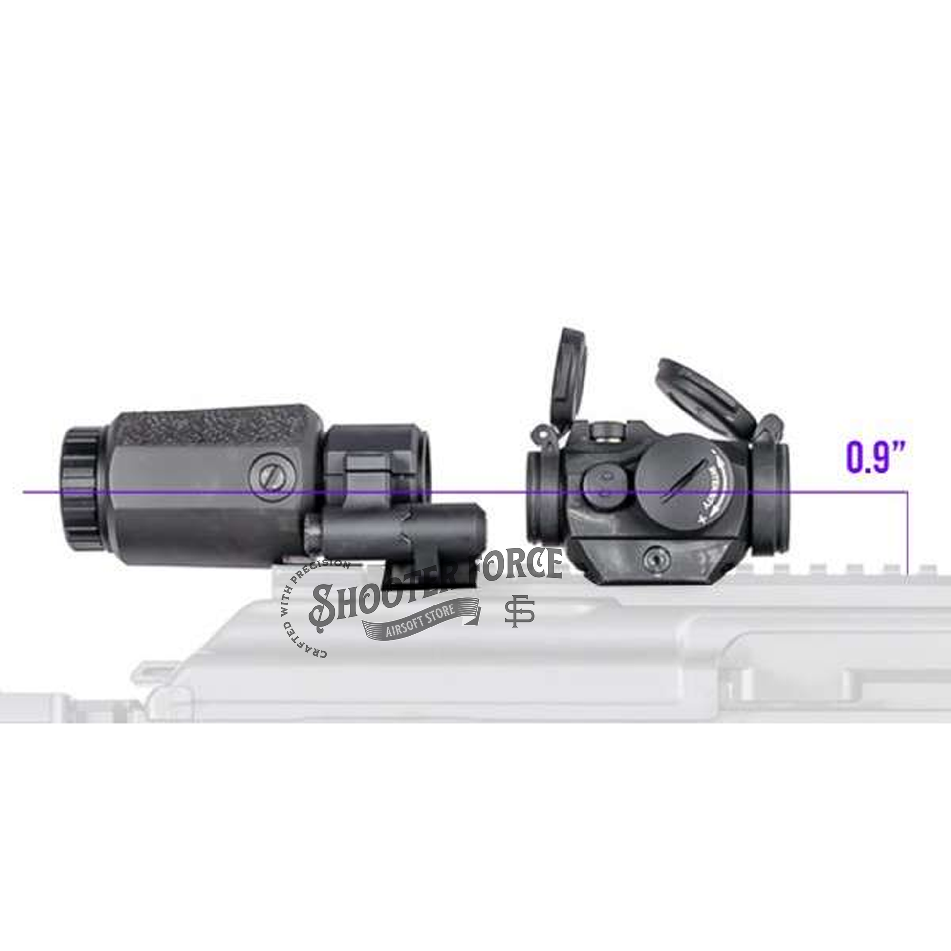 SOTAC Low 0.9" Centerline Height 30mm Ring Scope Mount for 30mm tube magnifier scopes with original markings, offering a durable and stable low-profile design.