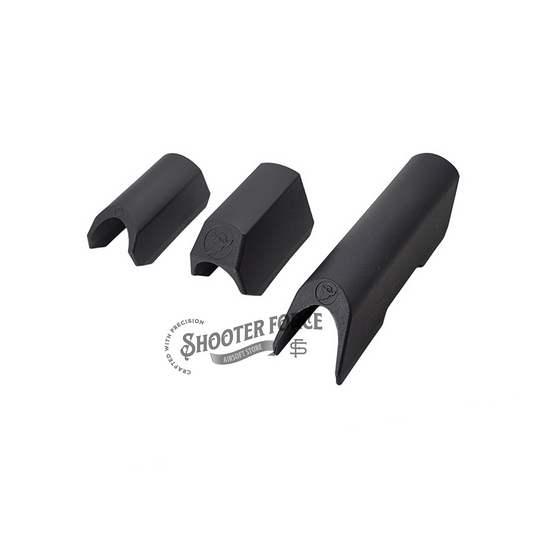 Black Tactical Cheek Riser Pad for Carbine Stocks, designed for airsoft players seeking improved cheek weld and comfort during shooting.
