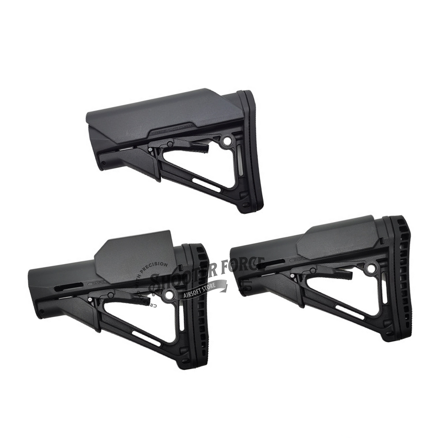 Black Tactical Cheek Riser Pad for Carbine Stocks, designed for airsoft players seeking improved cheek weld and comfort during shooting.